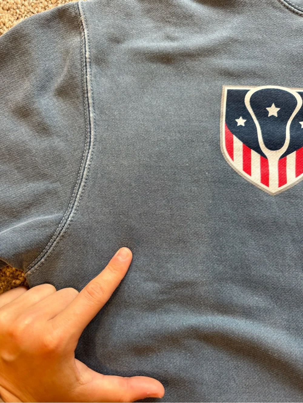 Men’s USA Lacrosse Faded Blue Crewneck Sweatshirt (60% Cotton)
